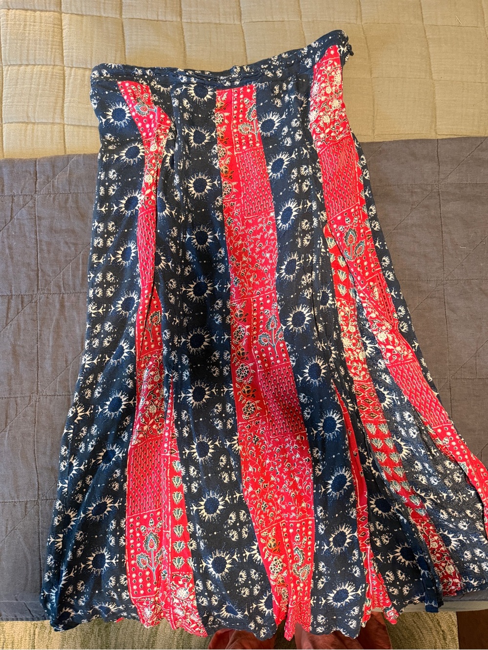 Women's Navy and Red Natural Life Boho Maxi Skirt